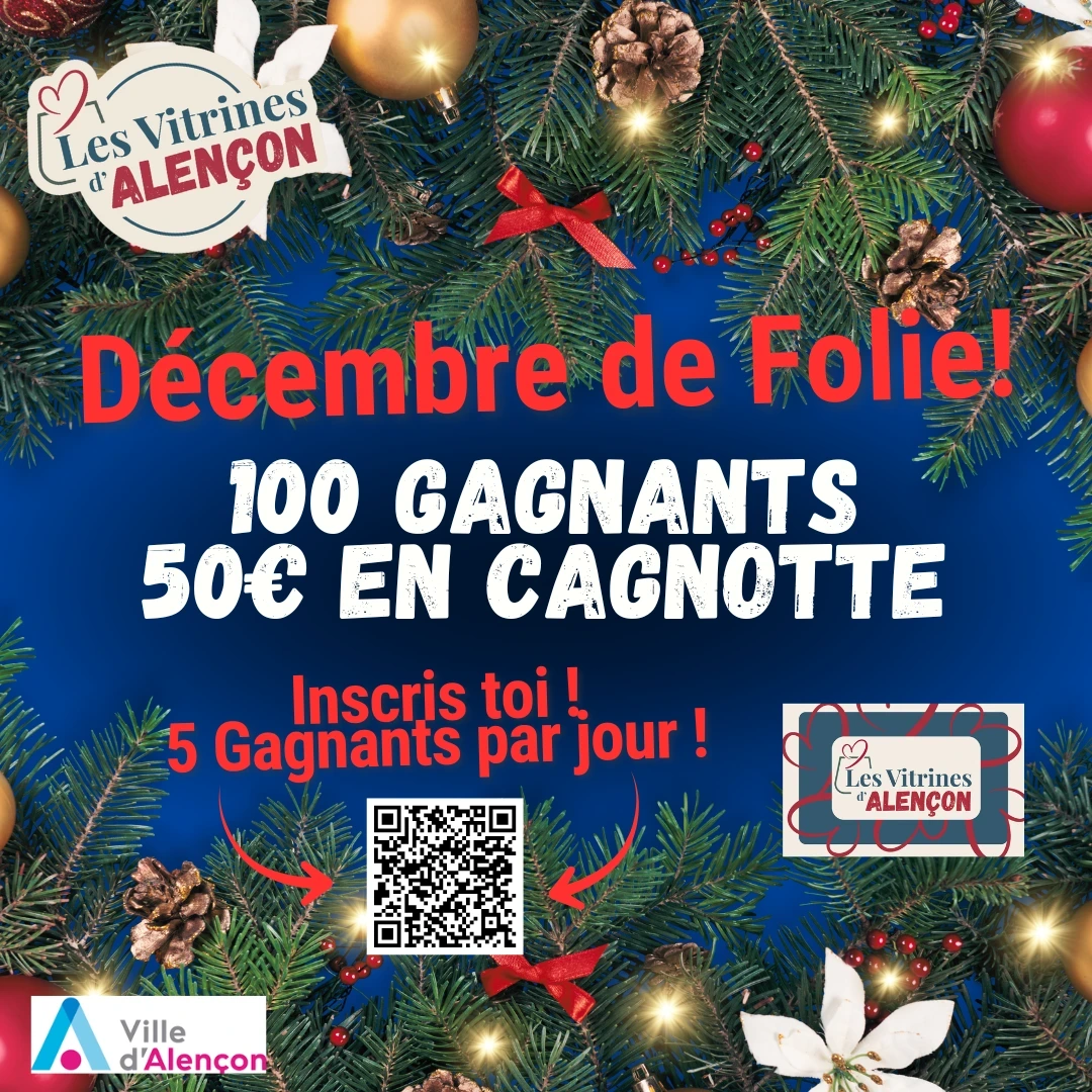 Décembre en folie : 5 gagnants de 50€ par jour grâce au programme fidélité des Vitrines d'Alençon